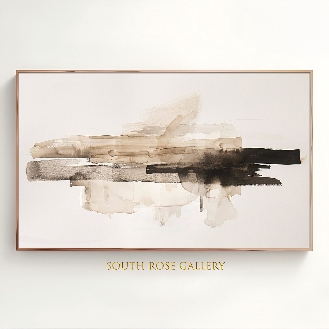 Beige Taupe Watercolor Brushstrokes Neutral Minimalist Abstract Poster
