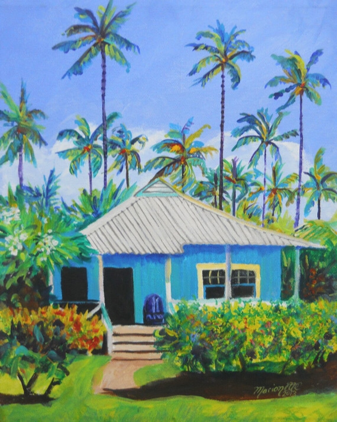 Waimea Cottage, Kauai Hawaii Tropical Wall Art Print