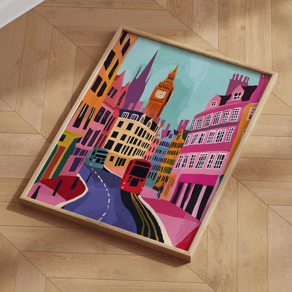 London Travel Poster Big Ben Eye Pastel Cityscape File