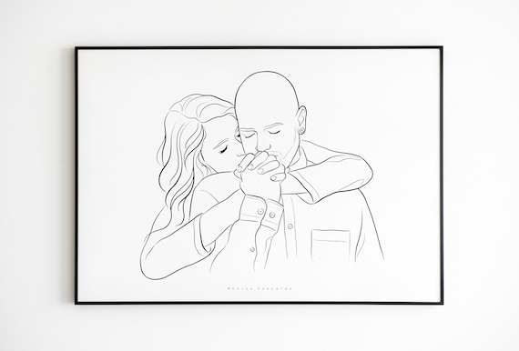 Custom Couple Illustration Custom Line Drawing From Photo Hand Drawn Portrait Minimalist Line Drawing Family Portrait Print Line Art
