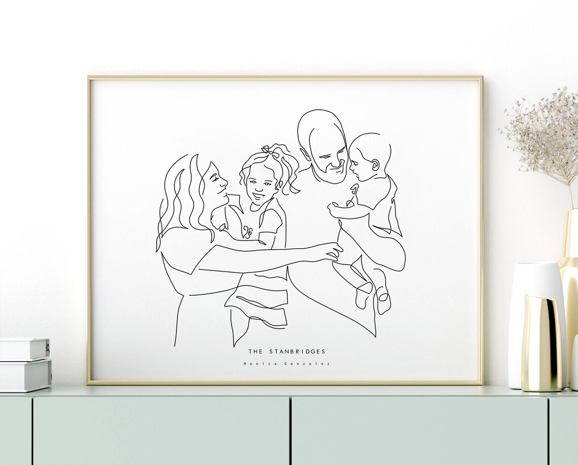 Custom Family Portrait Family Portrait Illustration Fathers Day Gift Line Art Drawing From Photo Family Gift Gift For Mom Art - Image 7
