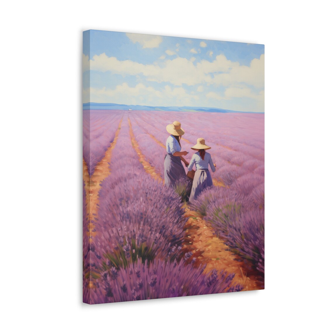 Lavender Harvest with Two Women in Straw Hats at Midday Poster - Image 3