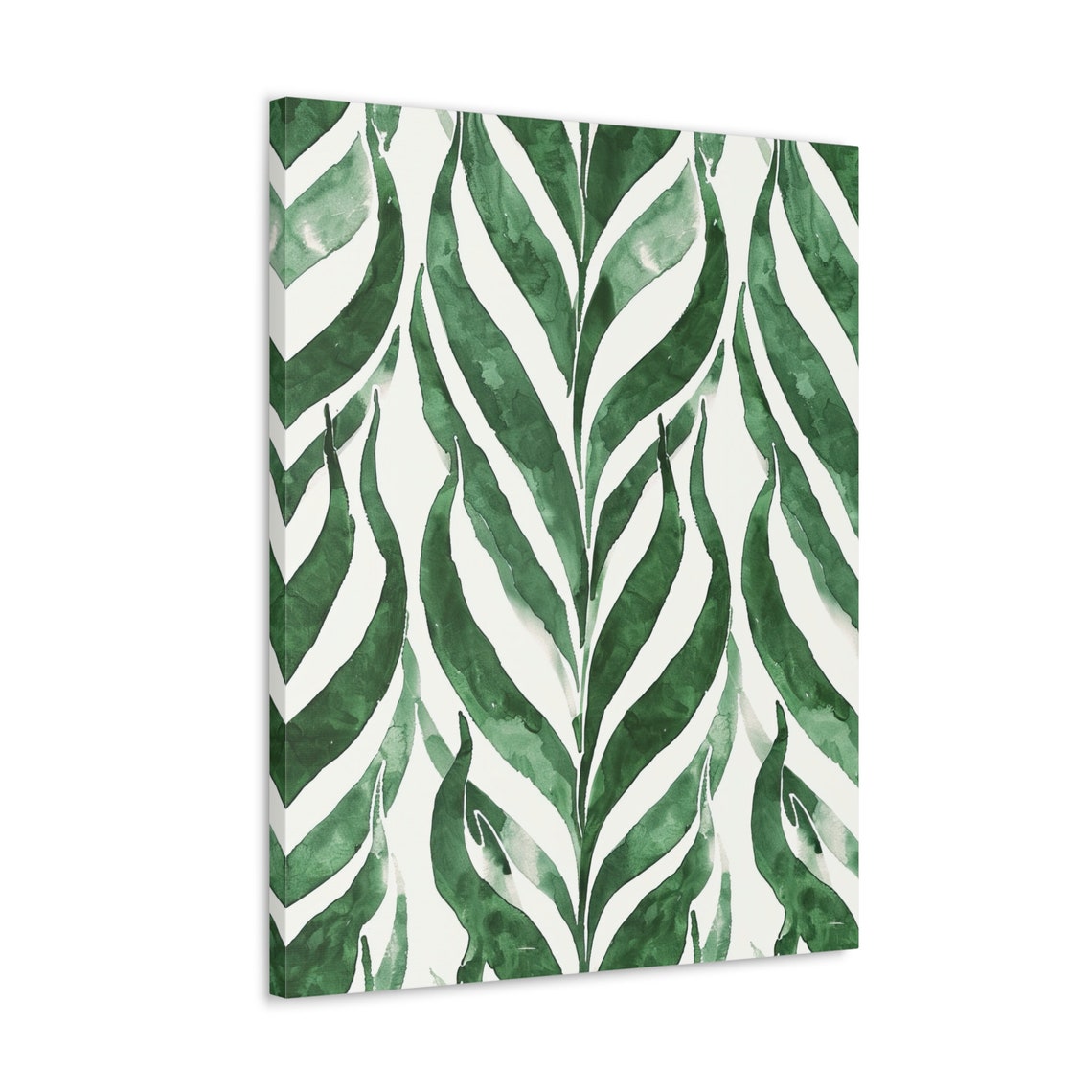 Green Watercolor Palm Leaf Pattern Poster on a Clean White Background - Image 4