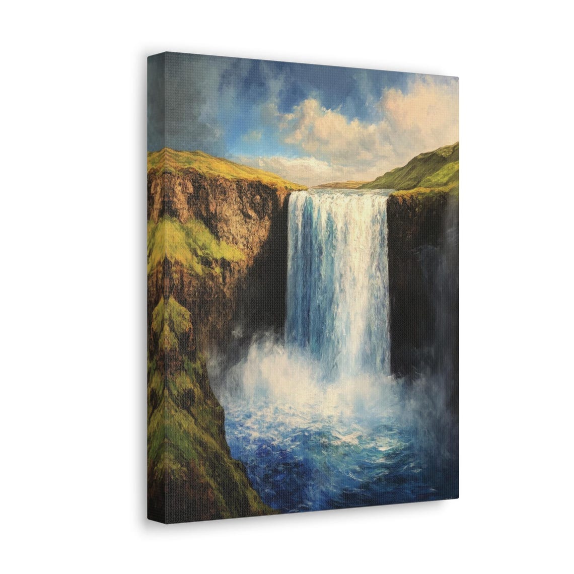 Waterfall Print Mountain Waterfall Painting Nature Wall Art Impressionist Landscape Print Rustic Farmhouse Decor River Artwork - Image 4