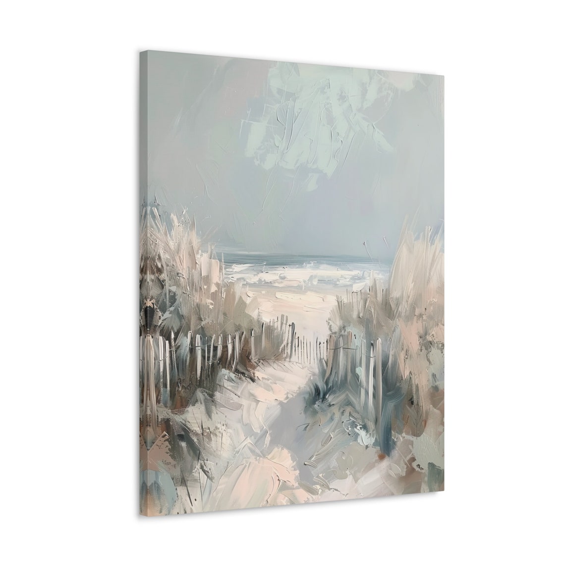 Pastel Beach Dunes Path Abstract Coastal Seascape Painting Poster - Image 4