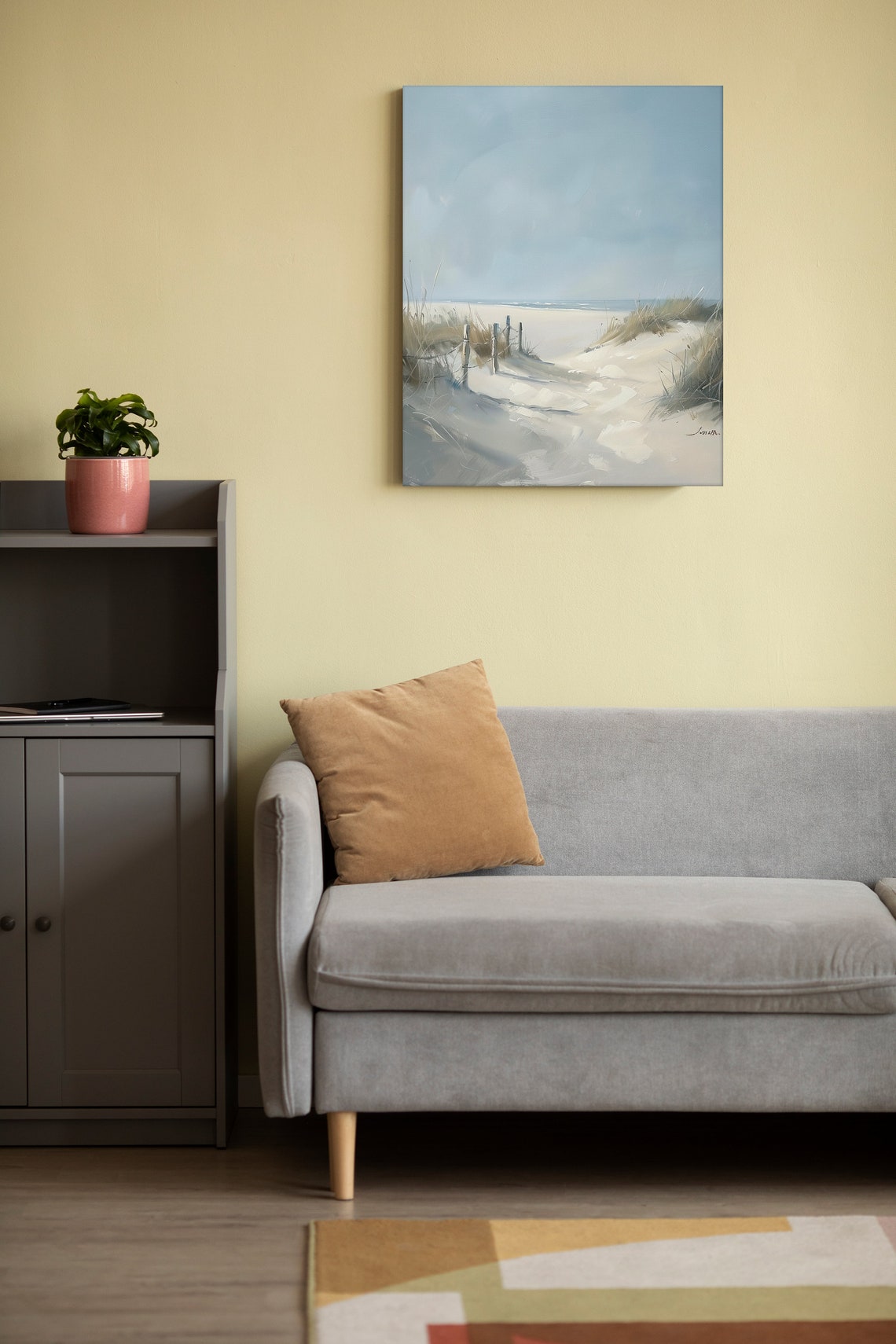 Minimalist Sand Dune Path to Beach Soft Neutral Coastal Poster - Image 2