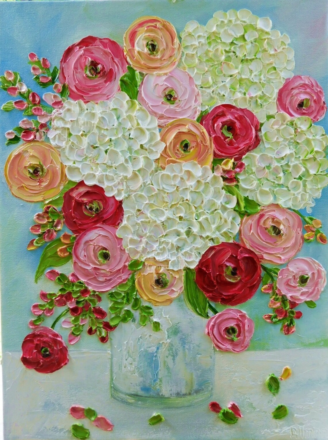 Custom White Hydrangea & Ranunculus Art Print - Image 4
