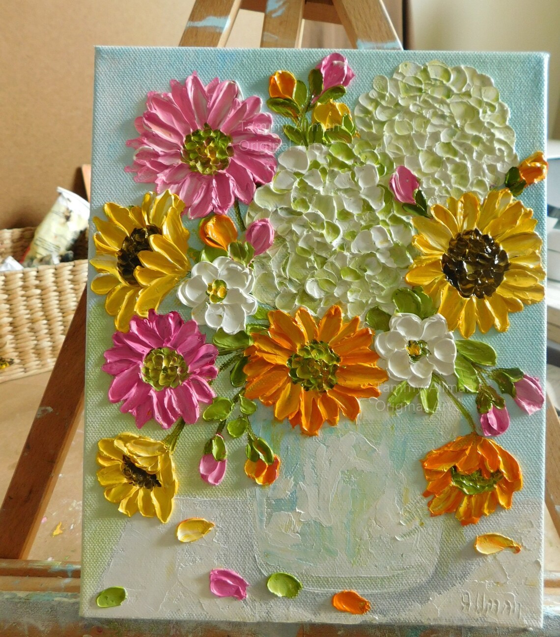 Custom Gerbera Daisies, Hydrangeas & Sunflower Art Print - Image 4