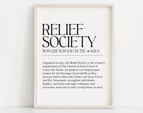 Relief Society Definition Noun LDS Faith Dictionary Wall Art