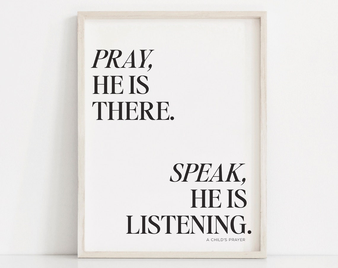 Pray He Is There Speak He Is Listening Childs Prayer Hymn Poster