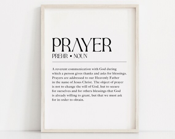 Prayer Definition Noun Faith Dictionary Christian Art Poster