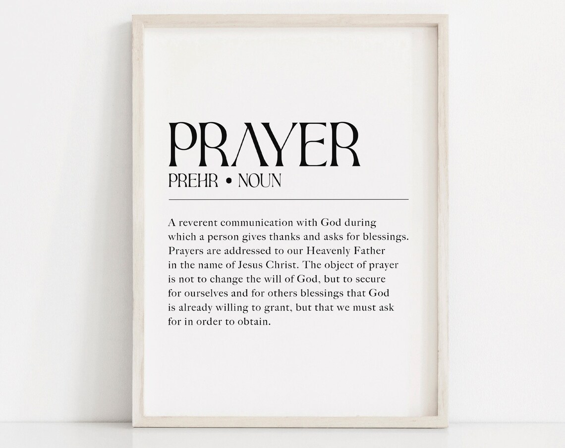 Prayer Definition Noun Faith Dictionary Christian Art Poster