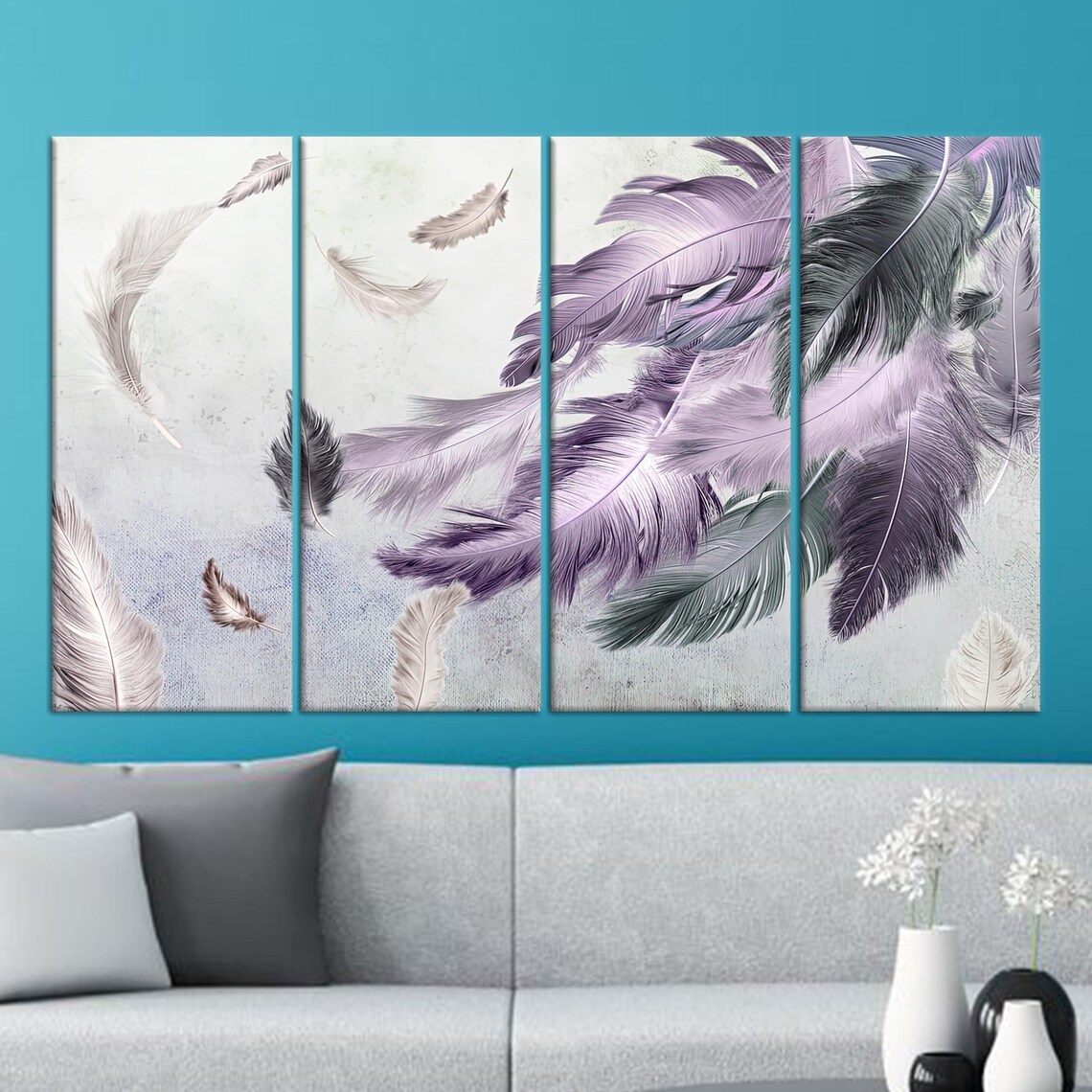 Gift Feather Glass Art, Modern Wall Hanging - Image 2