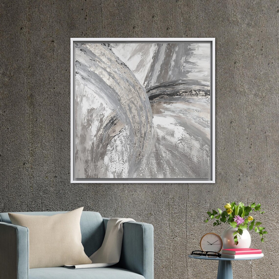 Gray Glass Alcohol Ink Abstract Art Print - Image 3
