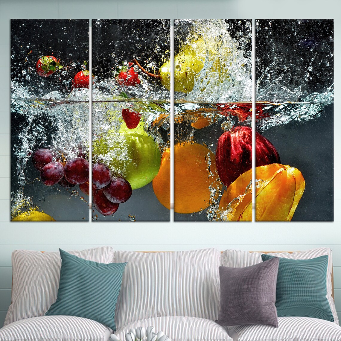 Fruit Splash In Water Poster, Kitchen Art Print - Image 2