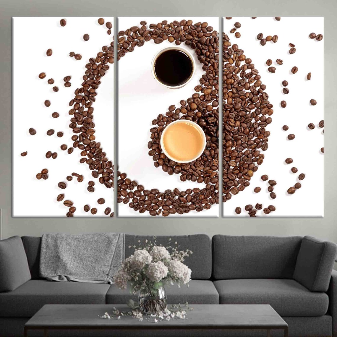 Coffee Yin Yang Art, Modern Cafe Artwork - Image 4