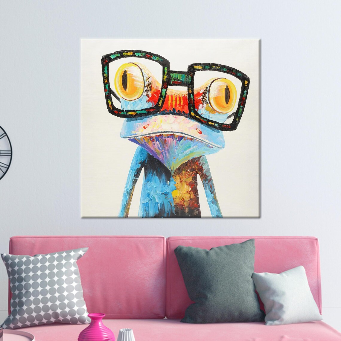 Rainbow Frog With Glasses, Christmas Decor Art Print - Image 4