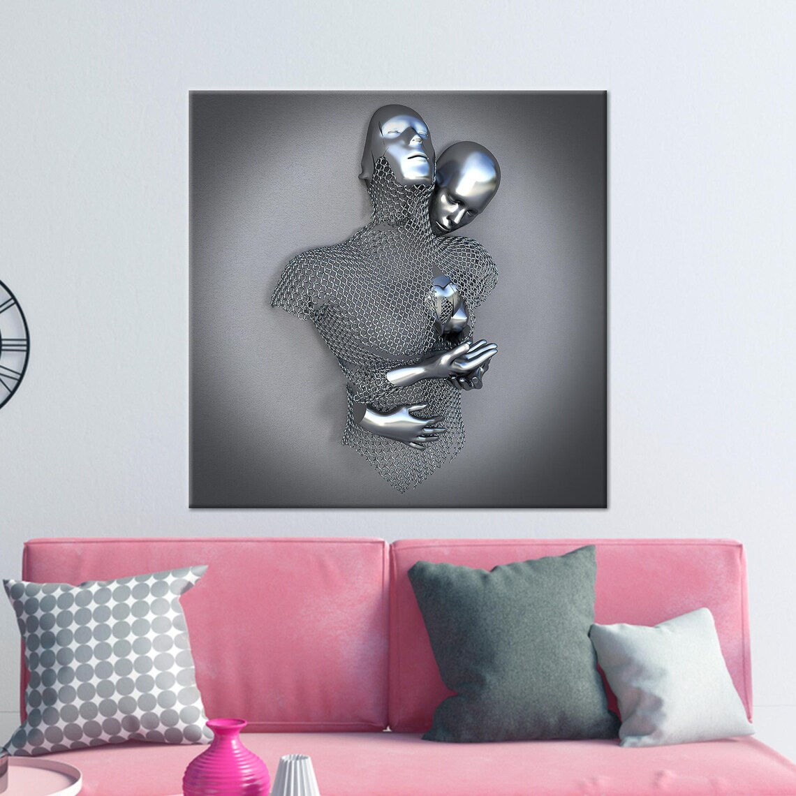 Modern 3D Bedroom Artwork, Personalized Couple Gift