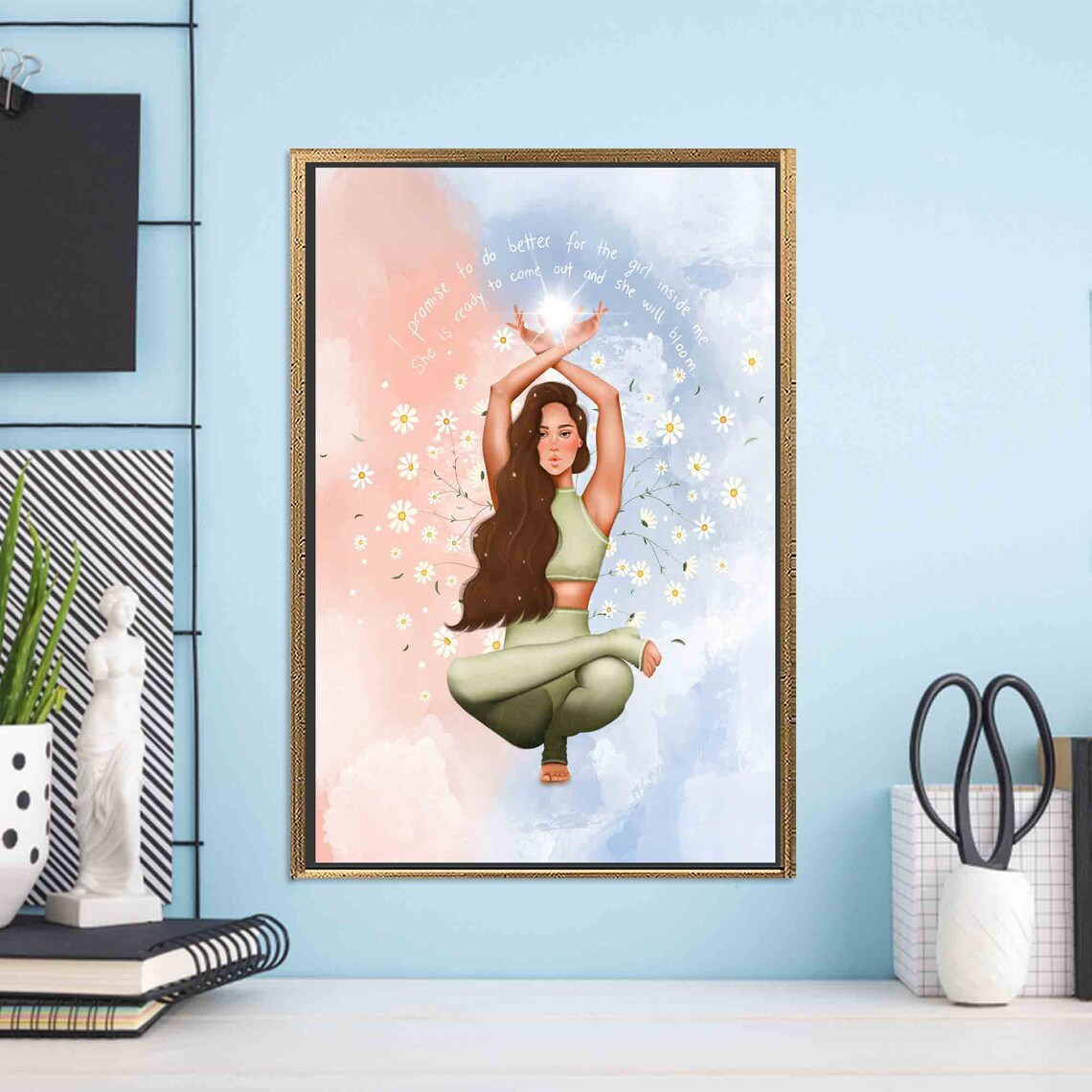 Yoga Girl Meditation Art, Modern Artwork - Image 2