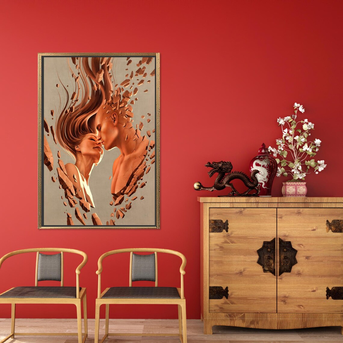 Modern Art Glass 3D Abstract Couple Decor - Image 2