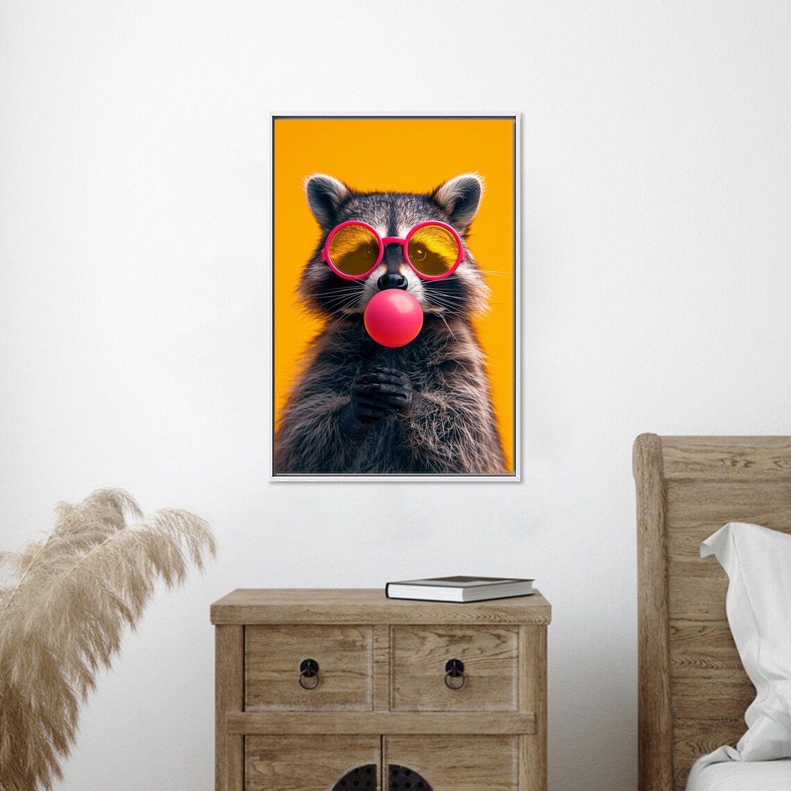 Cool Raccoon Blowing Pink Bubblegum Pop Art Portrait Style Poster - Image 4