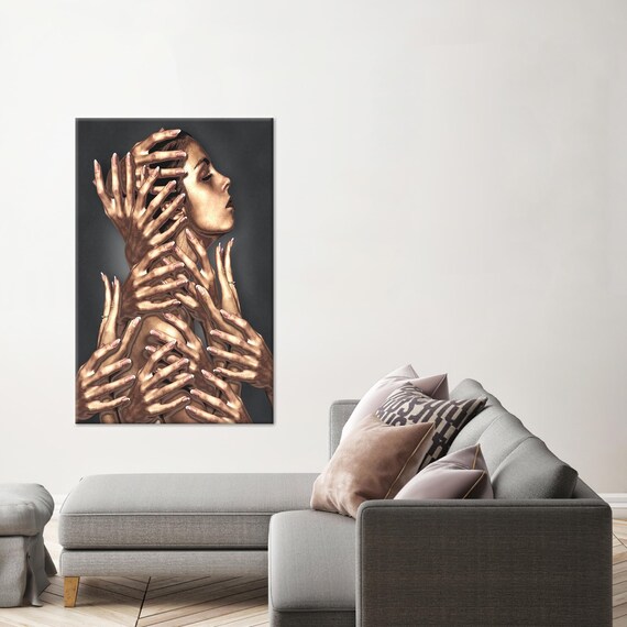 Abstract Woman Decor, Modern Painted Glass