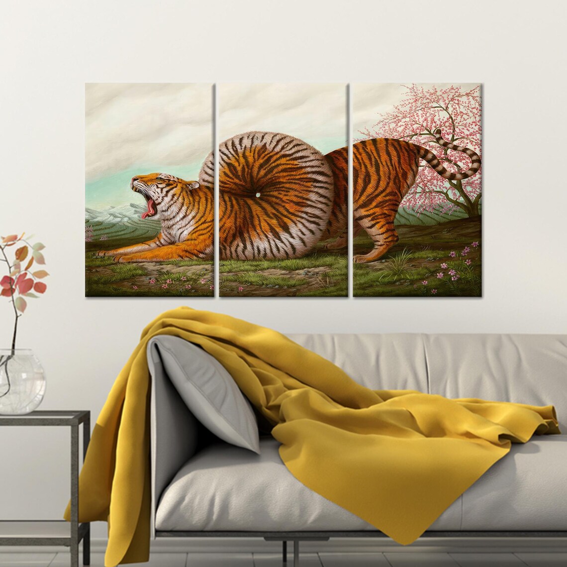 Surreal Tiger Art, Minimalist Bedroom Decor - Image 4