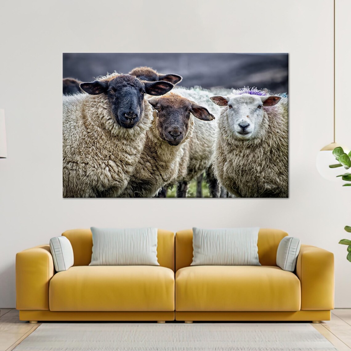 Sheep Glass Wall Decor, Farm Animal Art Print