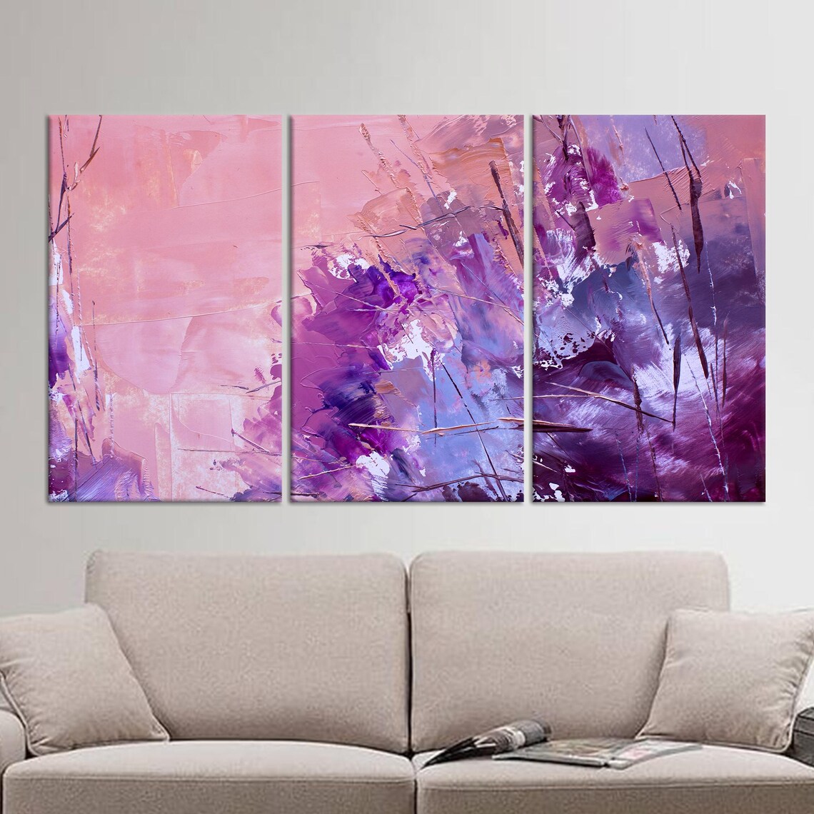 Pink And Purple Painting, Modern Glass Art - Image 3