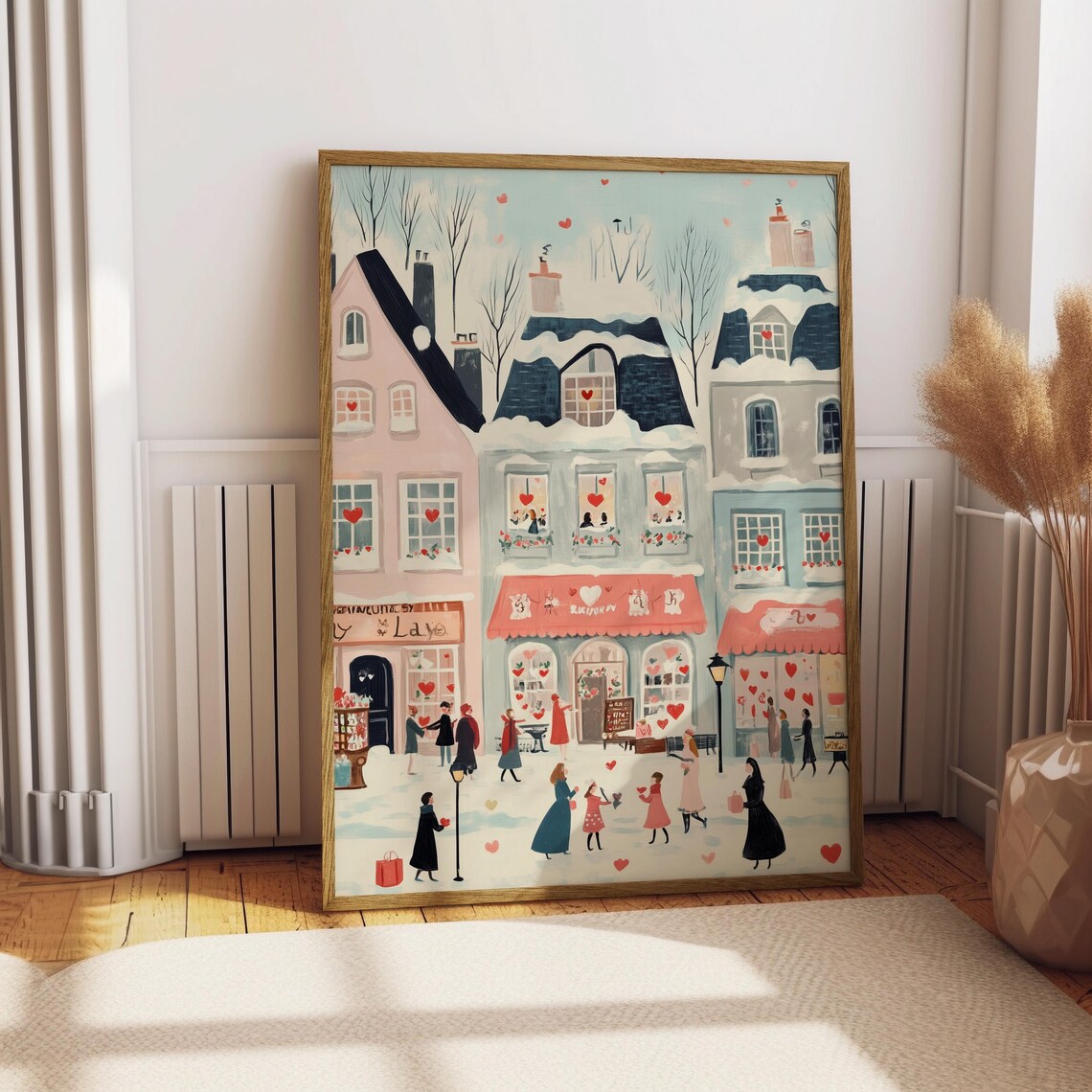 Valentines Day Village Art Print, Cottagecore Scene - Image 2