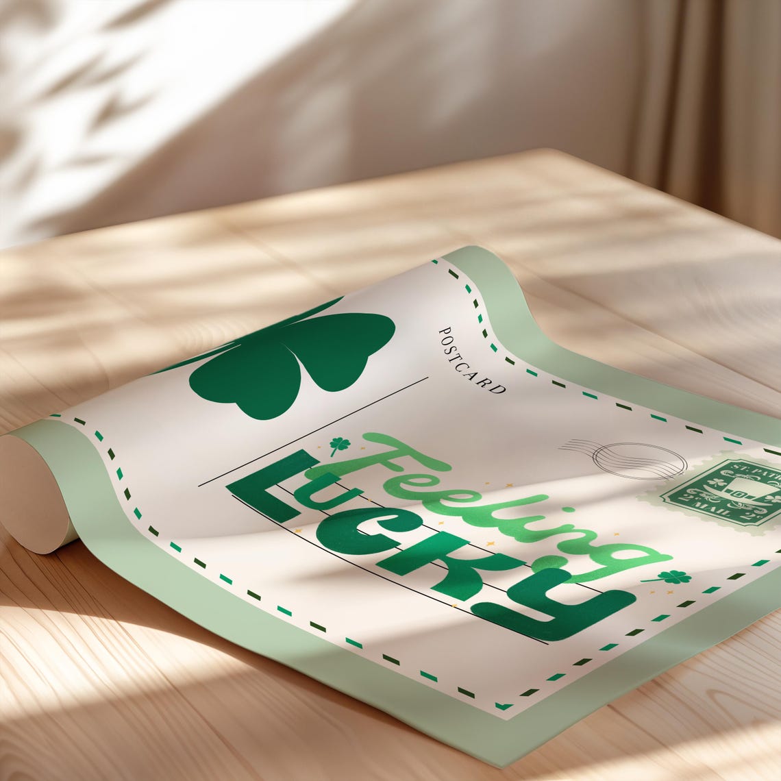 St Patricks Day Wall Art Feeling Lucky Print St Patricks Day Printables Postcard Print St Patricks Day Gift Trendy Horizontal Print - Image 5