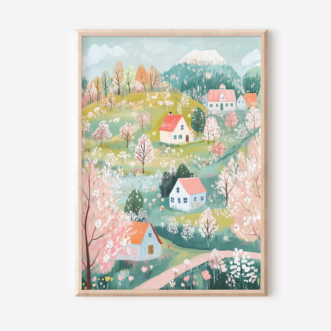 Spring Cottage Countryside Art Print, Cottagecore Floral