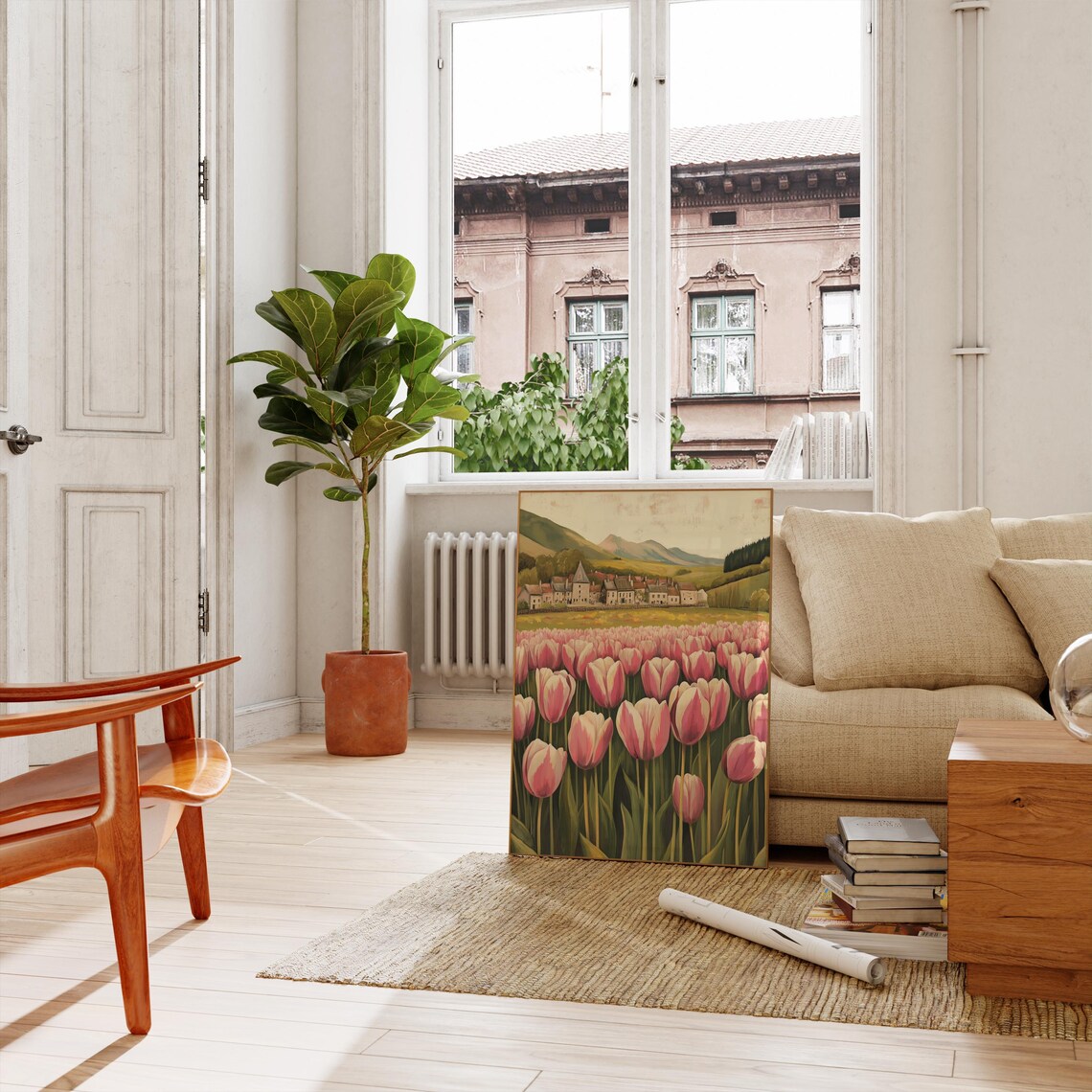 Spring Tulip Field Cottagecore Art Print - Image 3