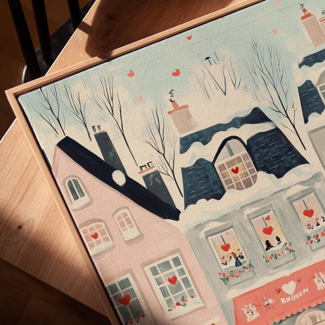 Valentines Day Village Art Print, Cottagecore Scene - Image 5
