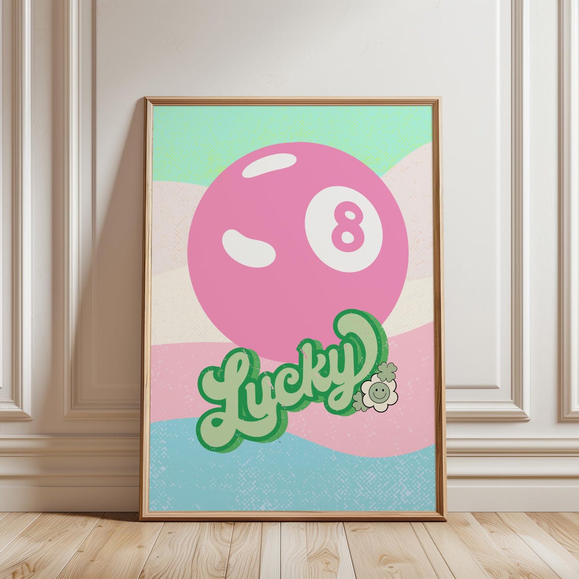 Lucky Pink 8 Ball Retro Pastel Coquette Trendy Wall Art Print - Image 4