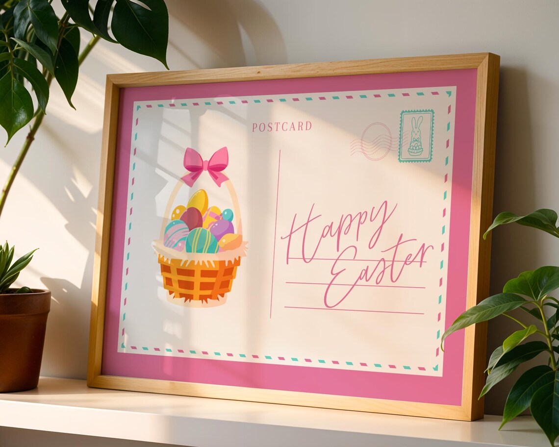 Happy Easter Postcard, Modern Holiday Typography - Image 3