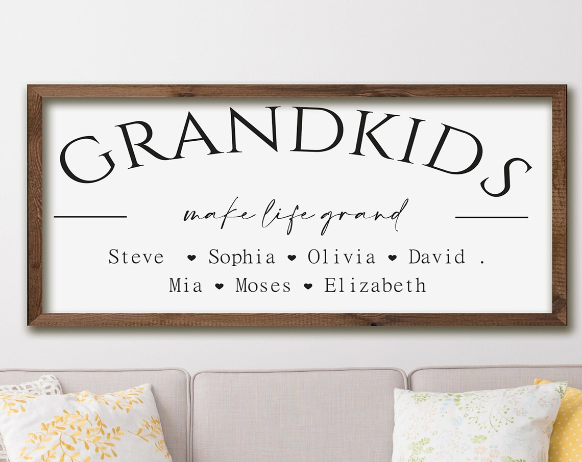 Grandkids Make Life Grand Personalized Family Names Sign Poster