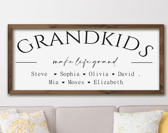 Mothers Day Gift For Grandma Grandkids Make Life Grand Grandchildren Sign Gift For Grandma Gift For Grandma Gather Sign Wooden Signs