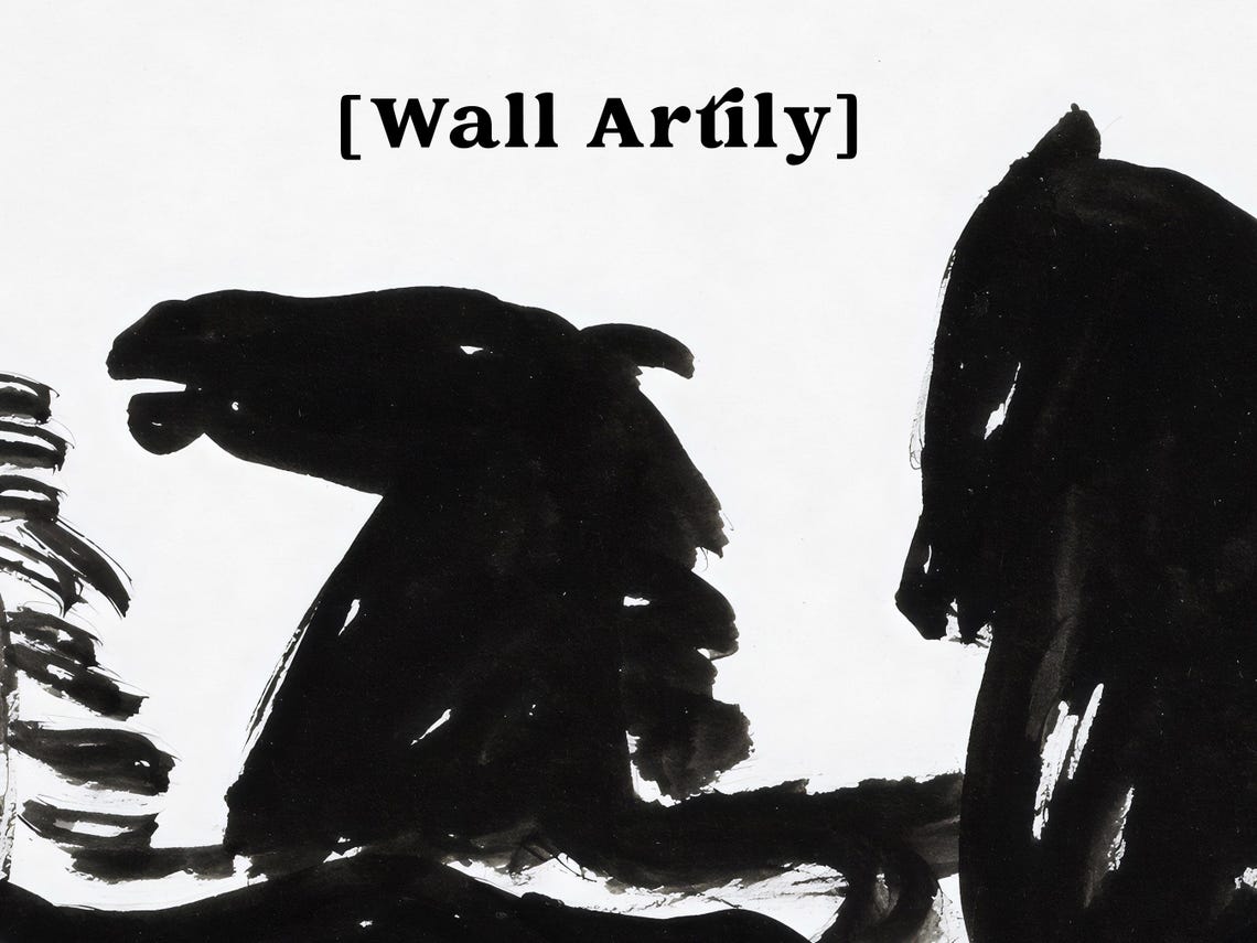 Three Black Horses Ink Sketch Minimalist Equestrian Art Poster - Image 4