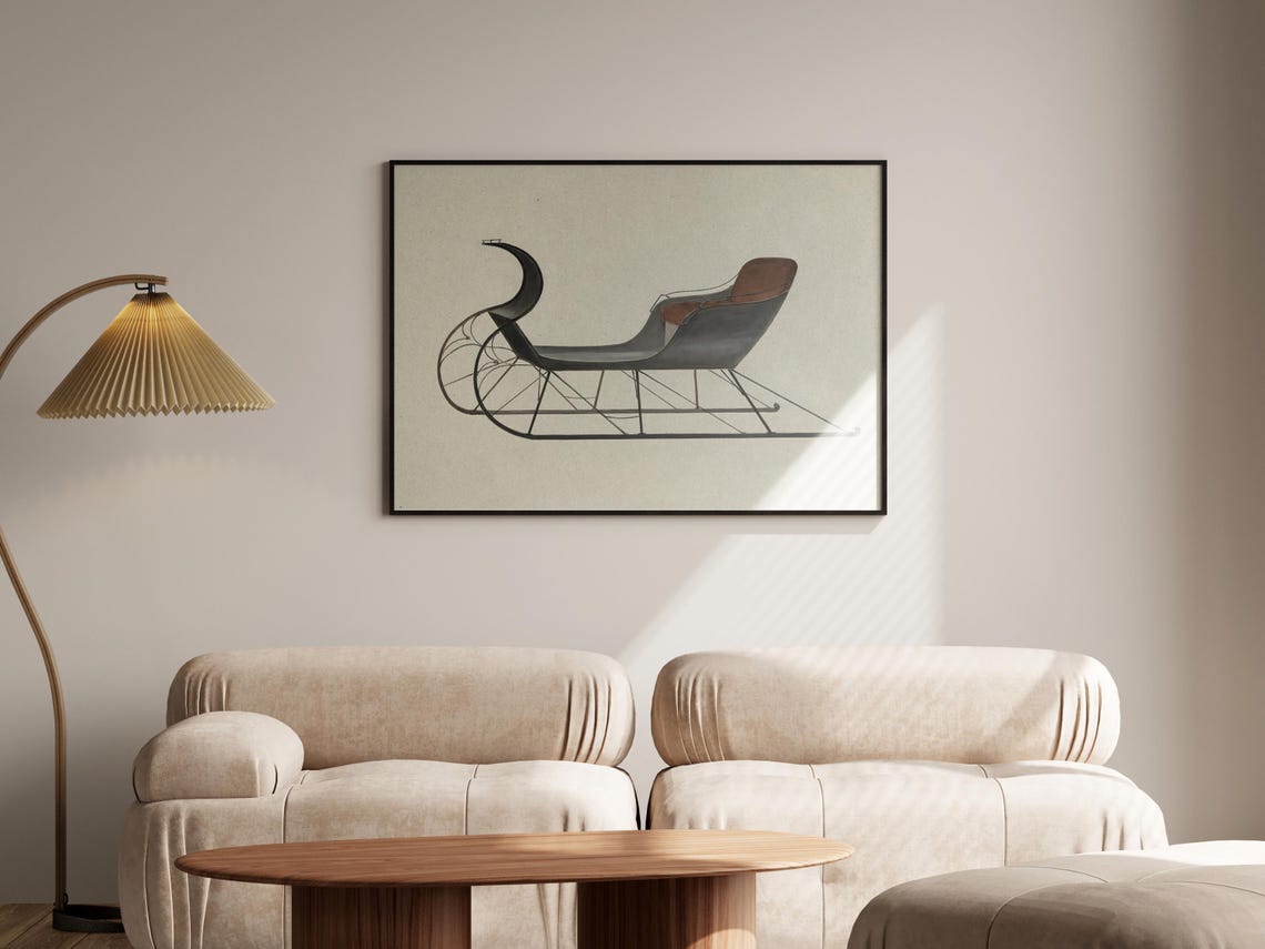 Classic Winter Cutter Sleigh Vintage Christmas Illustration Poster - Image 5