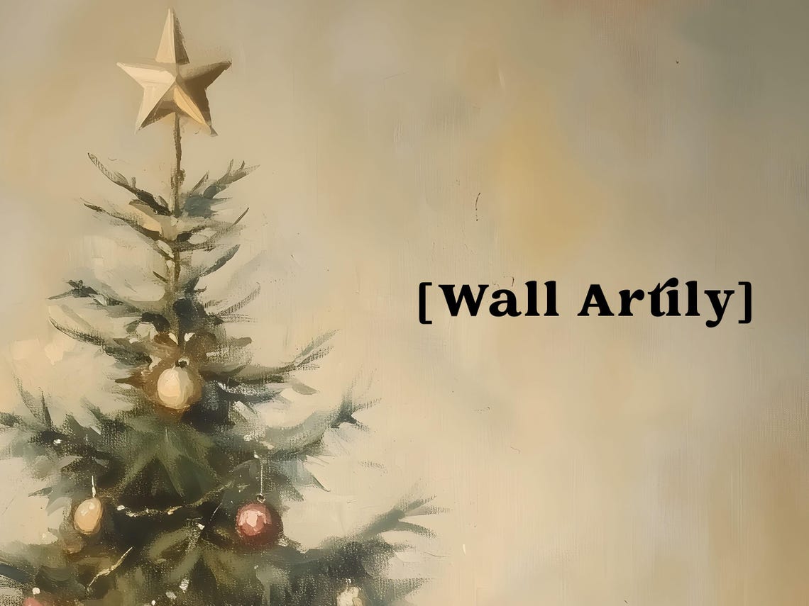 Vintage Christmas Tree Presents Oil Painting Holiday Decor Poster - Image 6