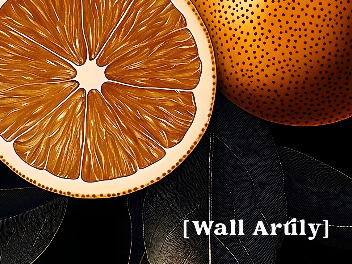 Moody Oranges Still Life Art Print, Rustic Kitchen Decor - Image 4