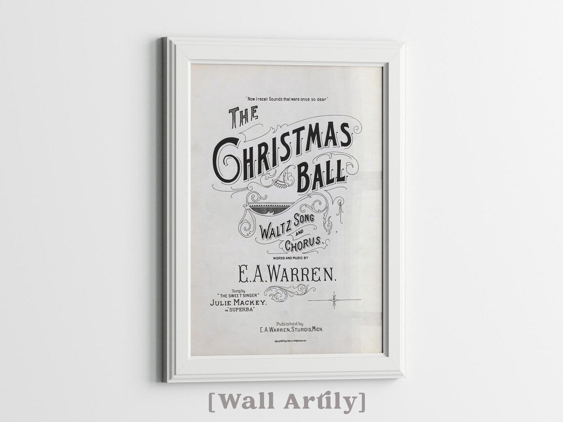 The Christmas Ball Vintage Sheet Music Cover Waltz Song Poster - Image 3