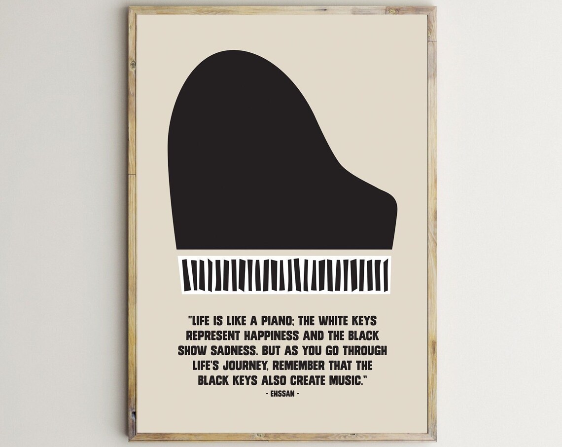 Life Is Like a Piano Inspirational Music Quote for Piano Lover Poster