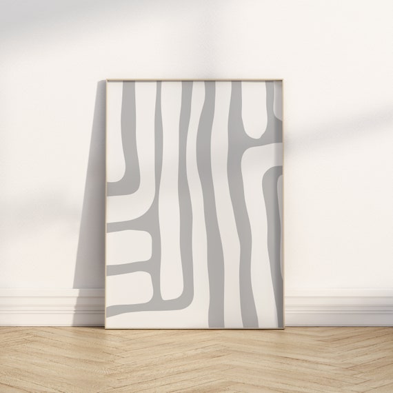Grey Modern Abstract Print Organic Minimalist Art Modern Art Print Grey Wall Art Print Boho Wall Art Wall Art