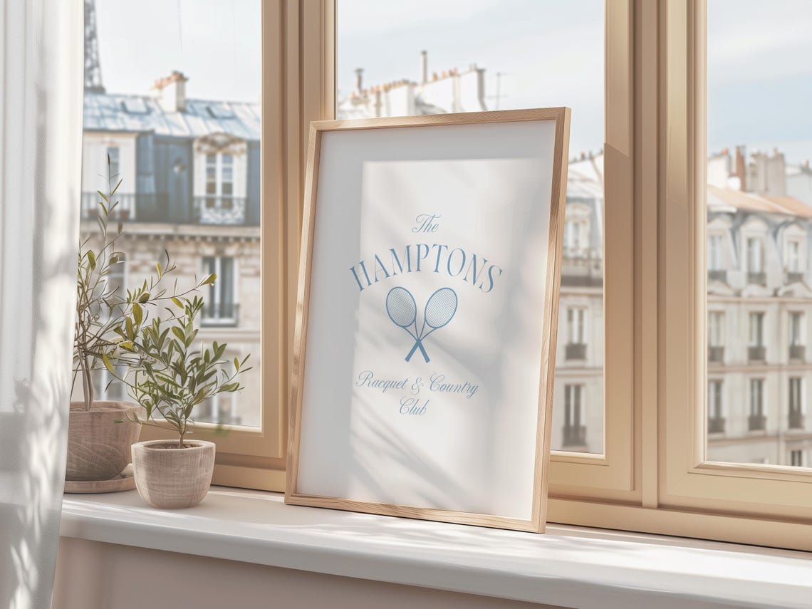 Tennis Club Print Racquet Club Poster Hamptons Prints Country Club Aesthetic Coastal Wall Art Beach House Decor Wall Art