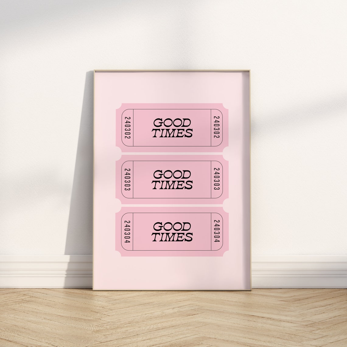 Good Times Pink Retro Ticket Stubs Blush Trendy Dorm Wall Poster - Image 3
