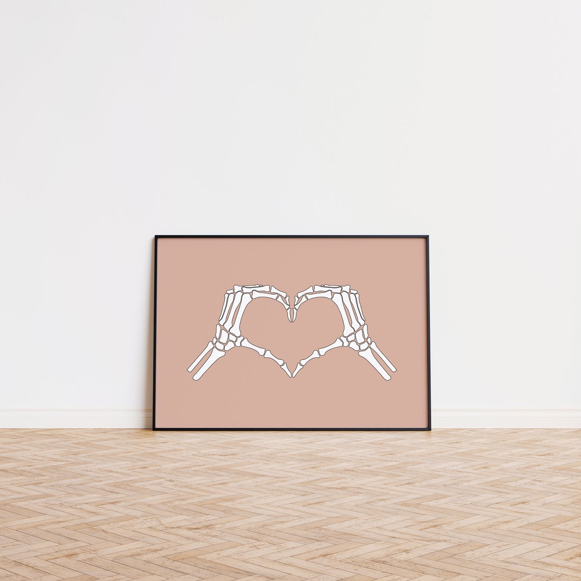 Skeleton Hands Heart White on Dusty Rose Spooky Halloween Poster - Image 3