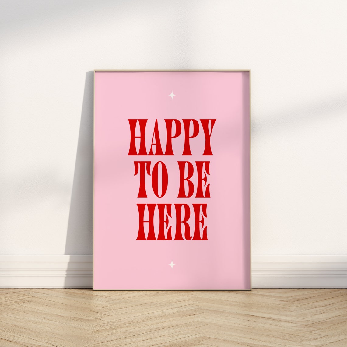 Happy To Be Here Red Retro Quote Pink Trendy Dorm Room Poster - Image 4