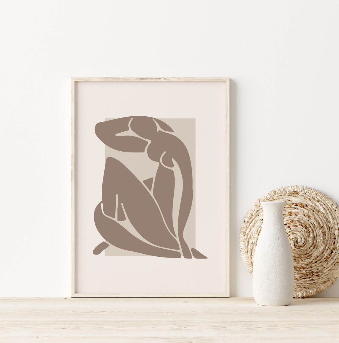 Henri Matisse Style Taupe Female Form Abstract Body Art Poster - Image 3